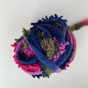 Vibrant Blue Green Purple Pink Fiber Art Yarn Ribbon Trim Boho Style Colorful